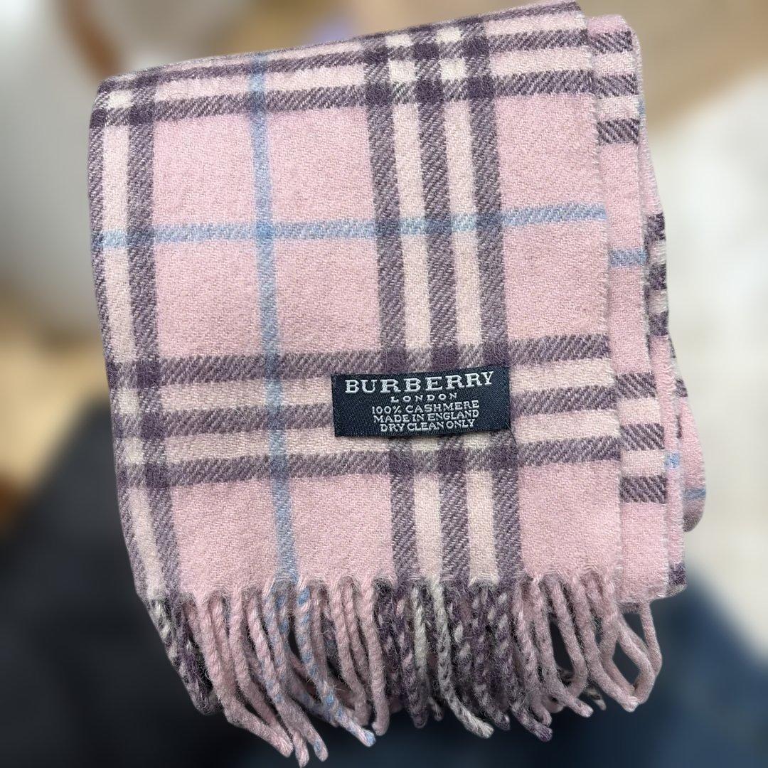 BURBERRY カシミヤ ピンク チェック マフラー