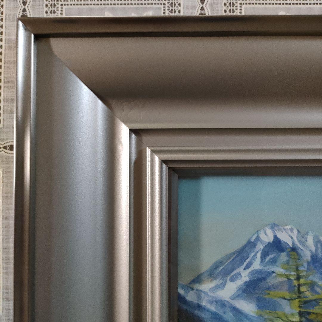 渡辺幸雄　日本画　F8号『上高地　田代池』自筆サイン、共シール、ウコン布&共箱付