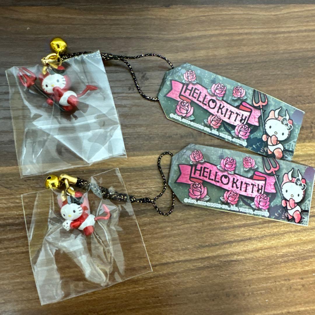 【未開封・送料無料】キティちゃん 根付け ストラップ 2006年 デビルKT2点