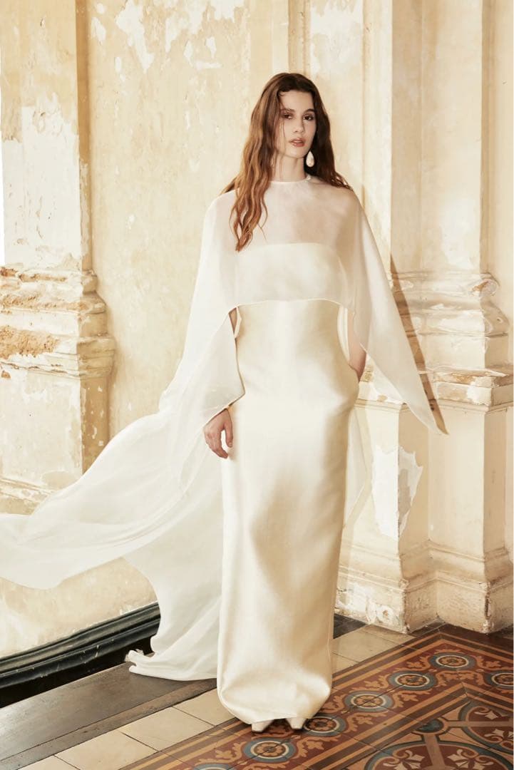 HUONG アイボリーシフォンロングドレス