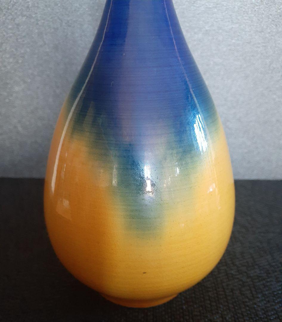 日展作家　九谷焼　名工　【中村雅彦】造　彩釉　花入れ　共箱　共布　茶道具　茶器