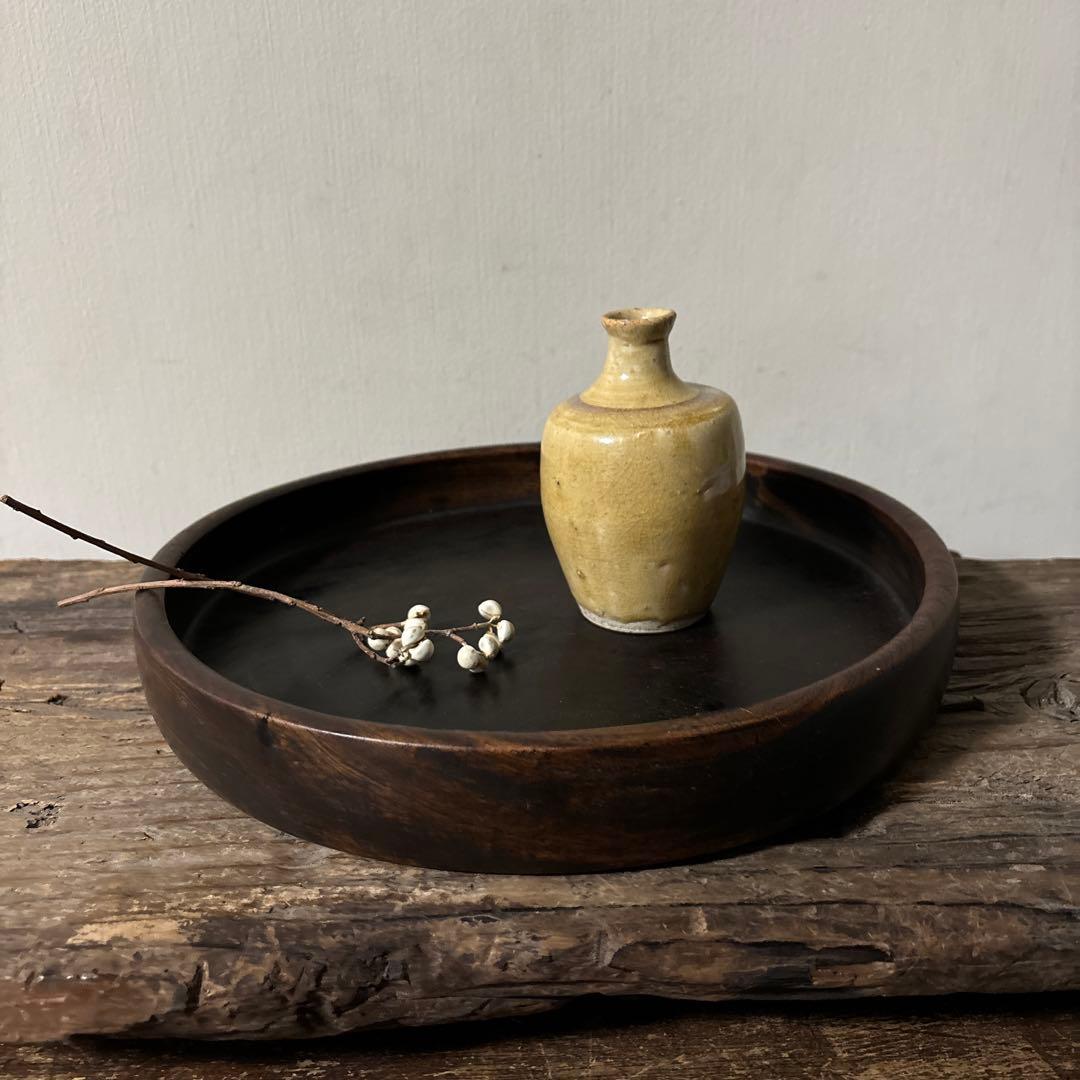 古い瀬戸小徳利　江戸明治　黄瀬戸　美濃　花器　酒器　アンティーク　古道具　検李朝