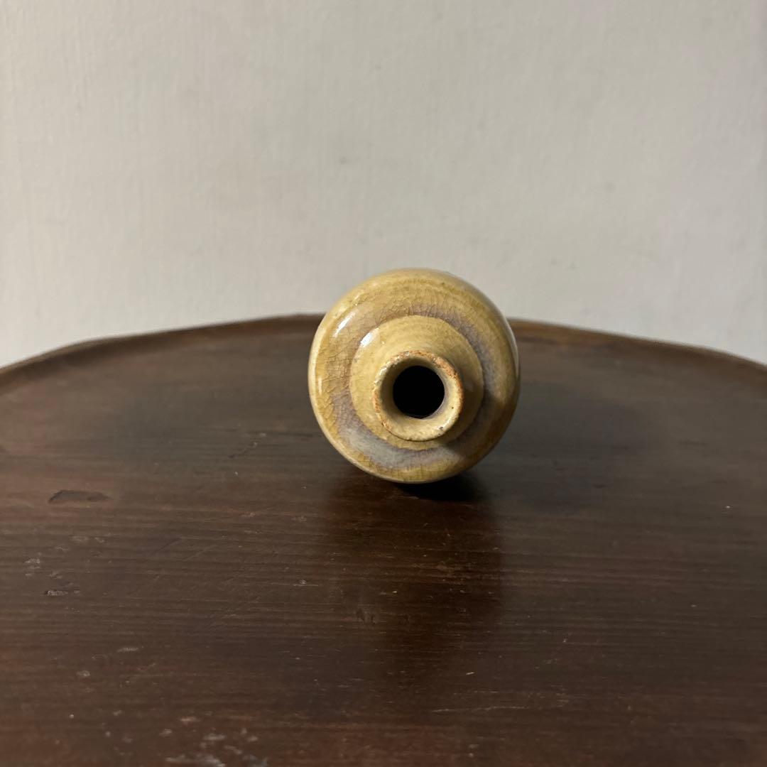 古い瀬戸小徳利　江戸明治　黄瀬戸　美濃　花器　酒器　アンティーク　古道具　検李朝