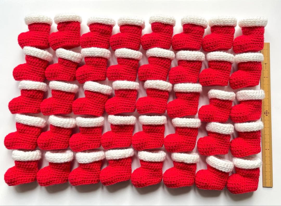 かぎ針編み ブーツ40個 りんごモチーフ16個 りんご梨モチーフ18個