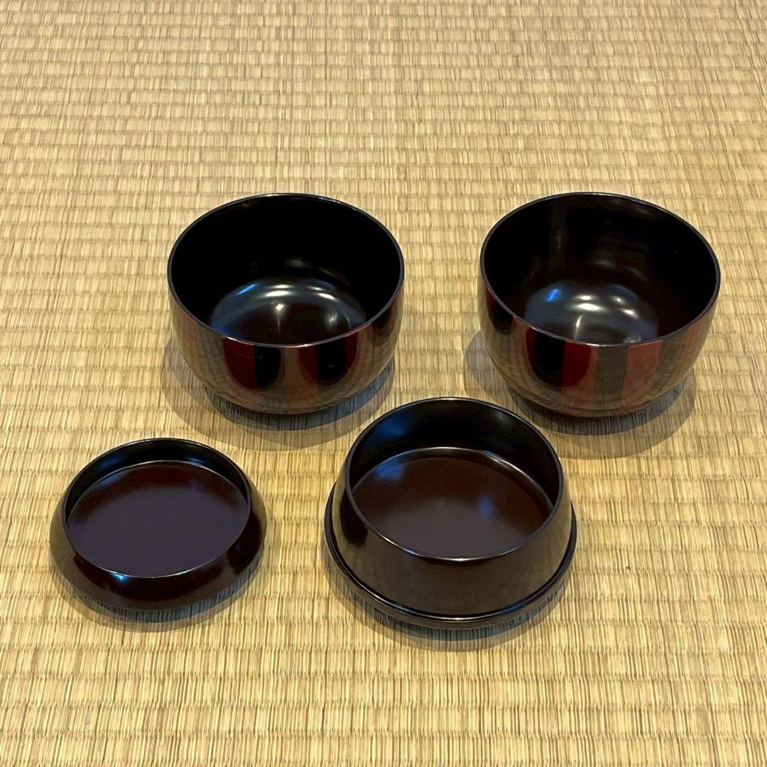 塗師 津田哲司 (哲斎) 縞模様 信玄弁当箱 3客