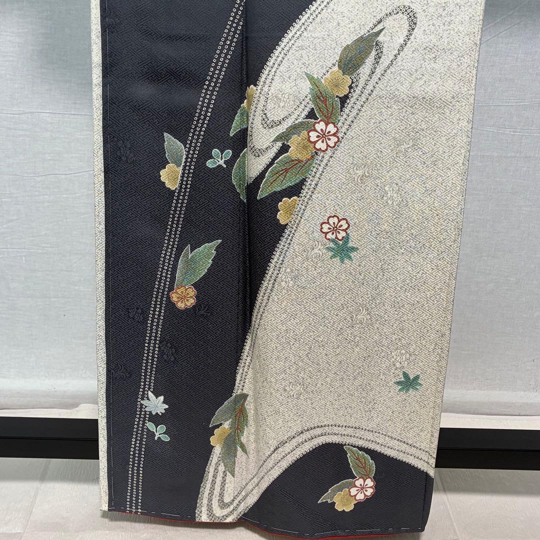D57 訪問着 桜 流水 正絹 着物 袷 しつけ糸付き未使用極美品