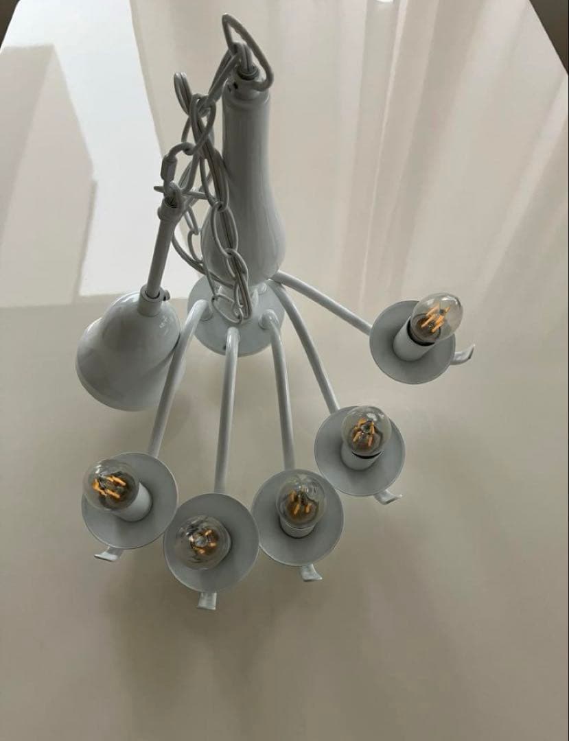 美品　フランフラン　シャンデリア　ホワイト　5灯　LED電球付き