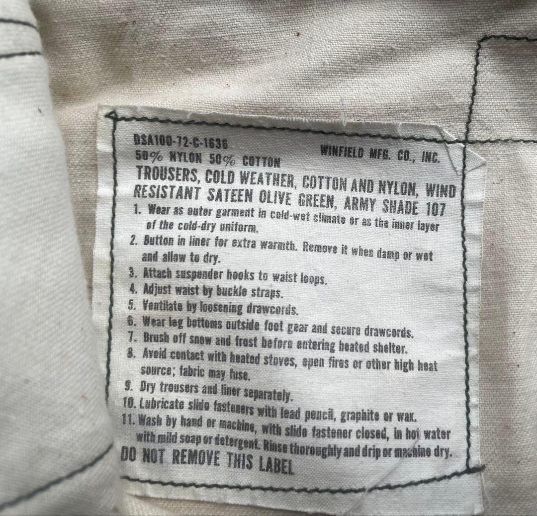 米軍ナム戦M65フィールドパンツ1972年官給品S/Rサイズ超美品