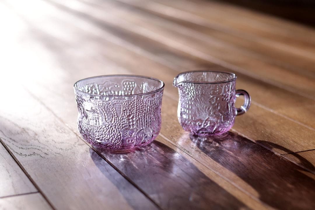 オイヴァトイッカ Fauna ガラスシュガーボウル&クリーマー 93781