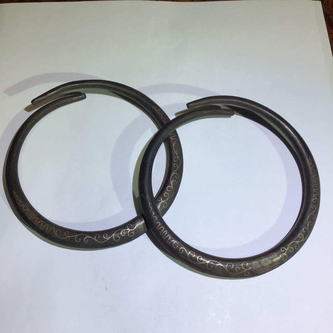 釜環　唐草模様銀象嵌　江戸期