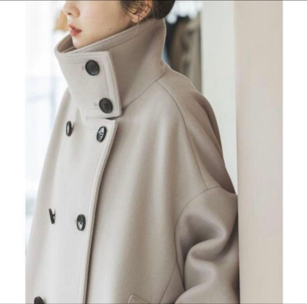 Noble スタンドカラーオーバーコート ベージュ