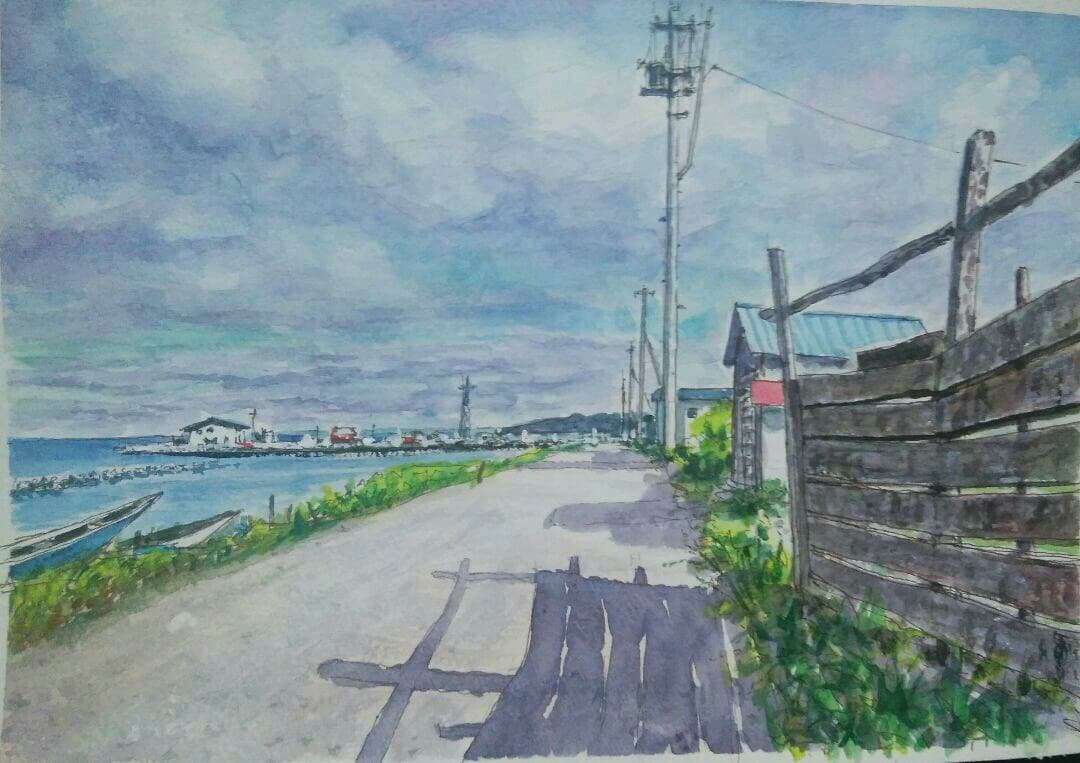 利尻、礼文島、稚内の透明水彩画。18×26㎝。