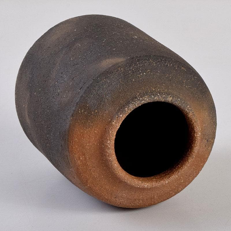 茶道具　唐津焼　四代　中野陶痴造　焼締茶入　仕覆付　共箱　V　8892