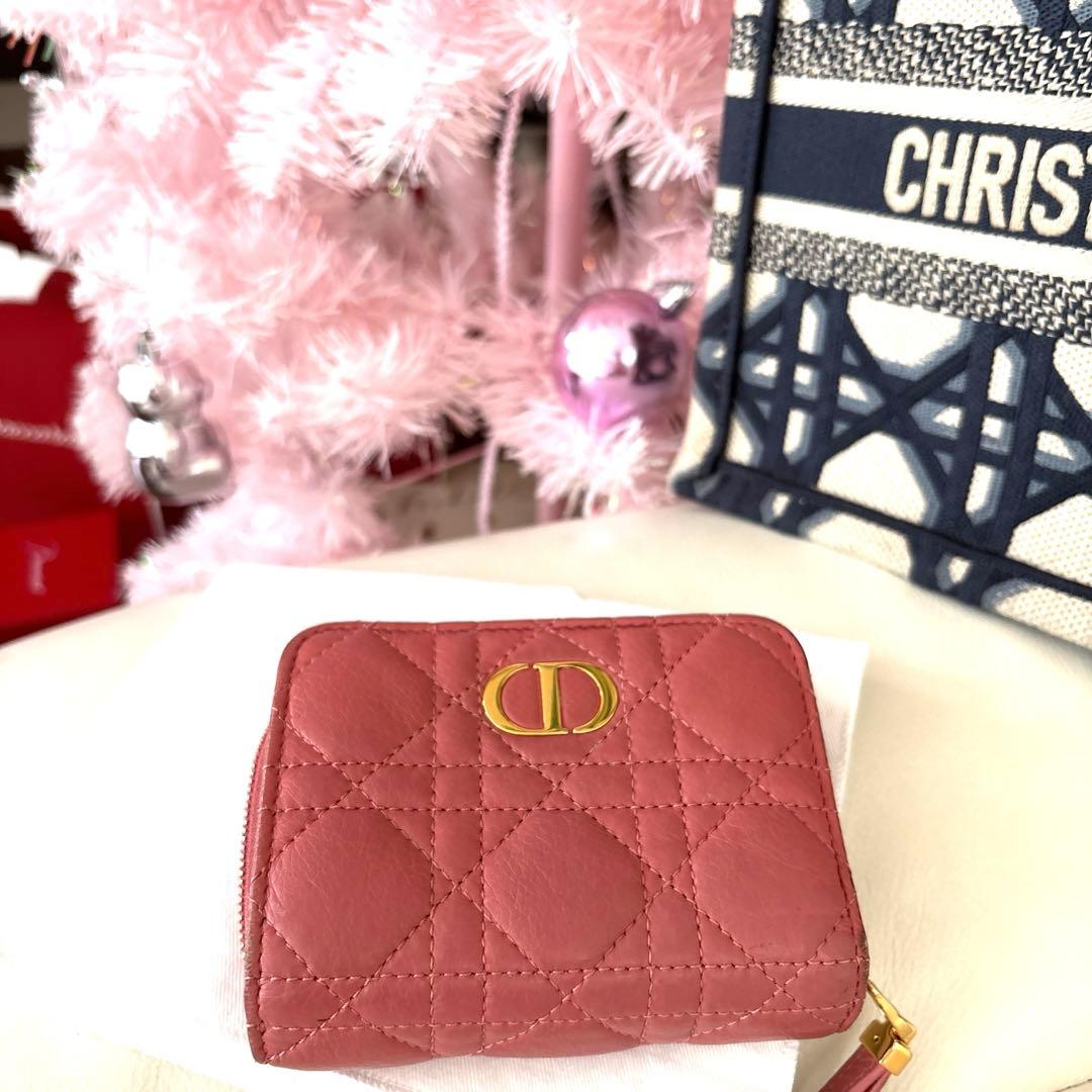 cocoDior ローズピンク キルティング 二つ折り財布　カロ