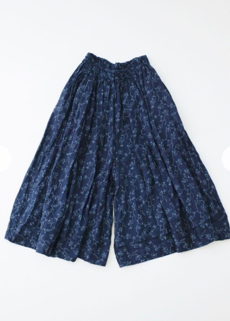 ネストローブnest Robe＊リネン ティーフラワープリントワイドパンツ