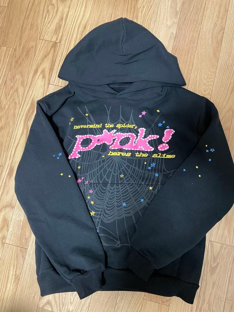 sp5der 黒 パーカー s 確実正規品