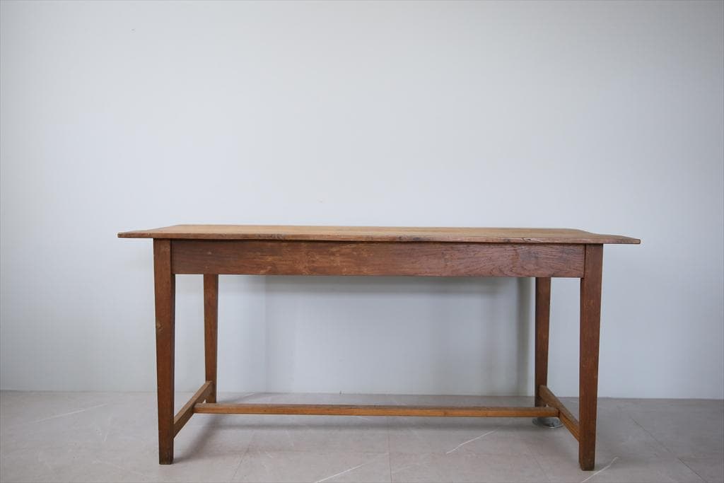 フランスアンティーク木製ダイニングテーブル/机/作業台デスク/飾り棚90-203