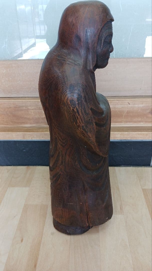 時代物　 木彫　特大　達磨大師像　 仏像　 仏教美術　東洋彫刻　江戸期～明治期