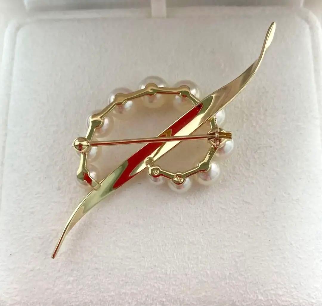 【極美品】ミキモト パール ブローチ K18YG 現行品 ポーチ・外箱 愛子様