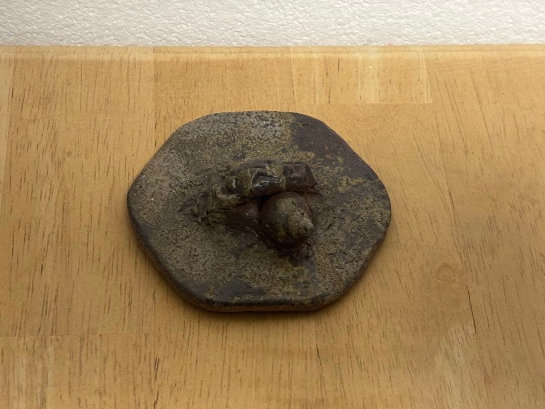 78.備前焼 宝瓶 登り窯 カニとタニシ 蟹 貝 六角 手びねり 急須