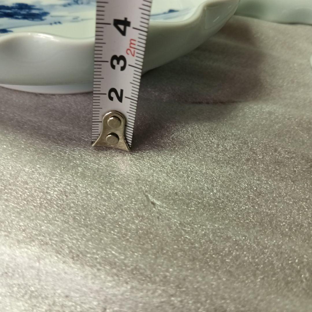 高級 レア 有田焼 青い山水画 波型皿 大皿 取り皿 染付 青白い風景画 工芸品