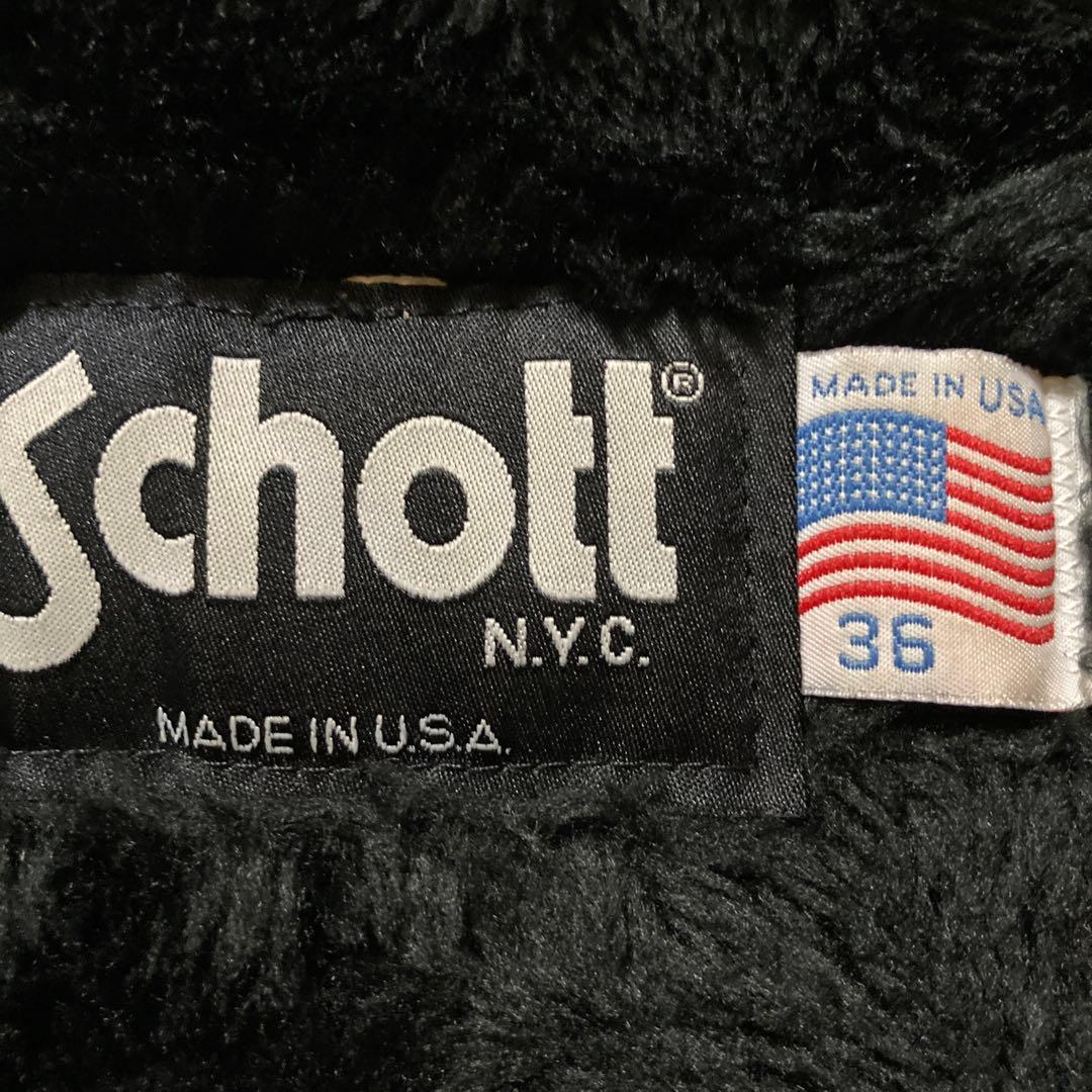 Schott 641 シングルライダース　 ボアライナー付 サイズ36ブラック