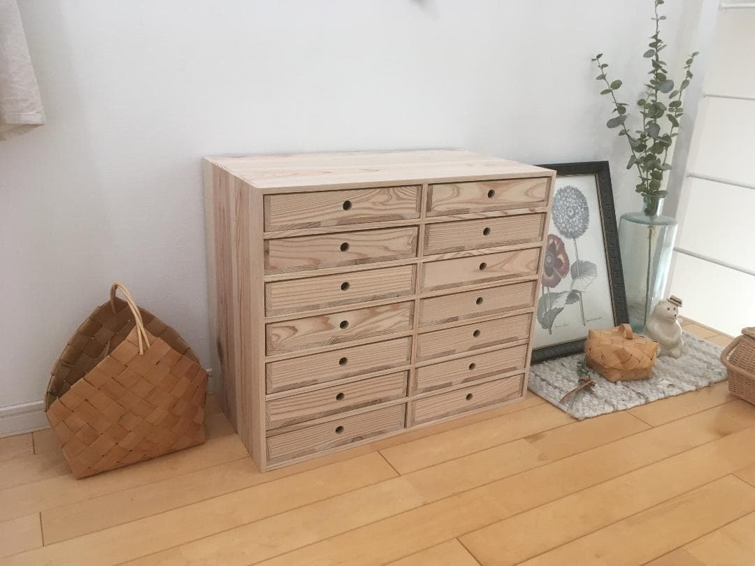 ★送料無料★サイズ変更可能★A4丸穴7段2列引き出し②/無垢材★木製オーダー可能