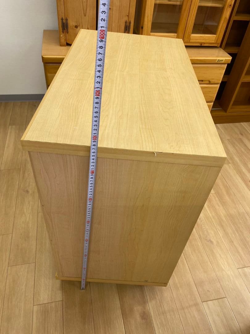 木製チェスト 6引き出し イエロー グレーキャスター付き