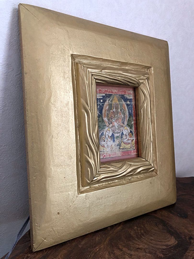 仏教美術 古玩 タンカ 額装