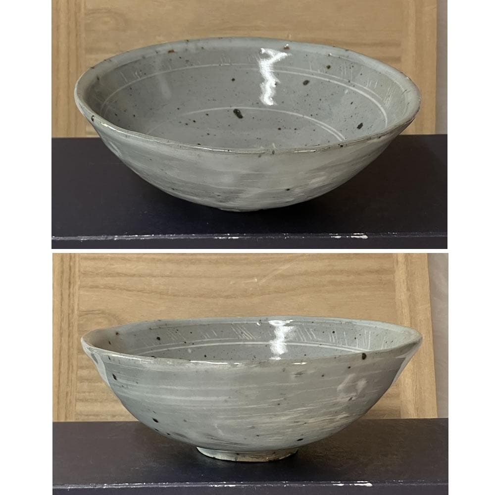 F1295 十二代 永楽善五郎 和全 倣 礼賓三島茶碗 河濱支流 抹茶碗 平茶碗