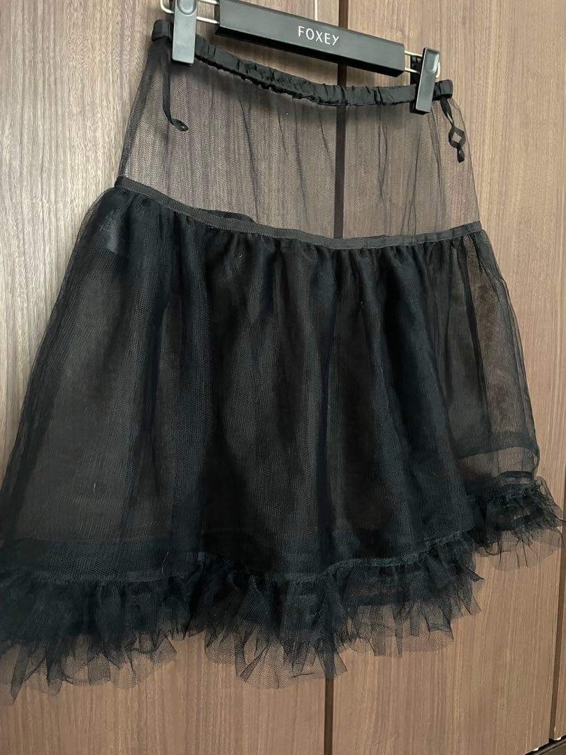 FOXEY パニエ　ブラック　チュールスカート　サイズ　フリー　F ウエストゴム
