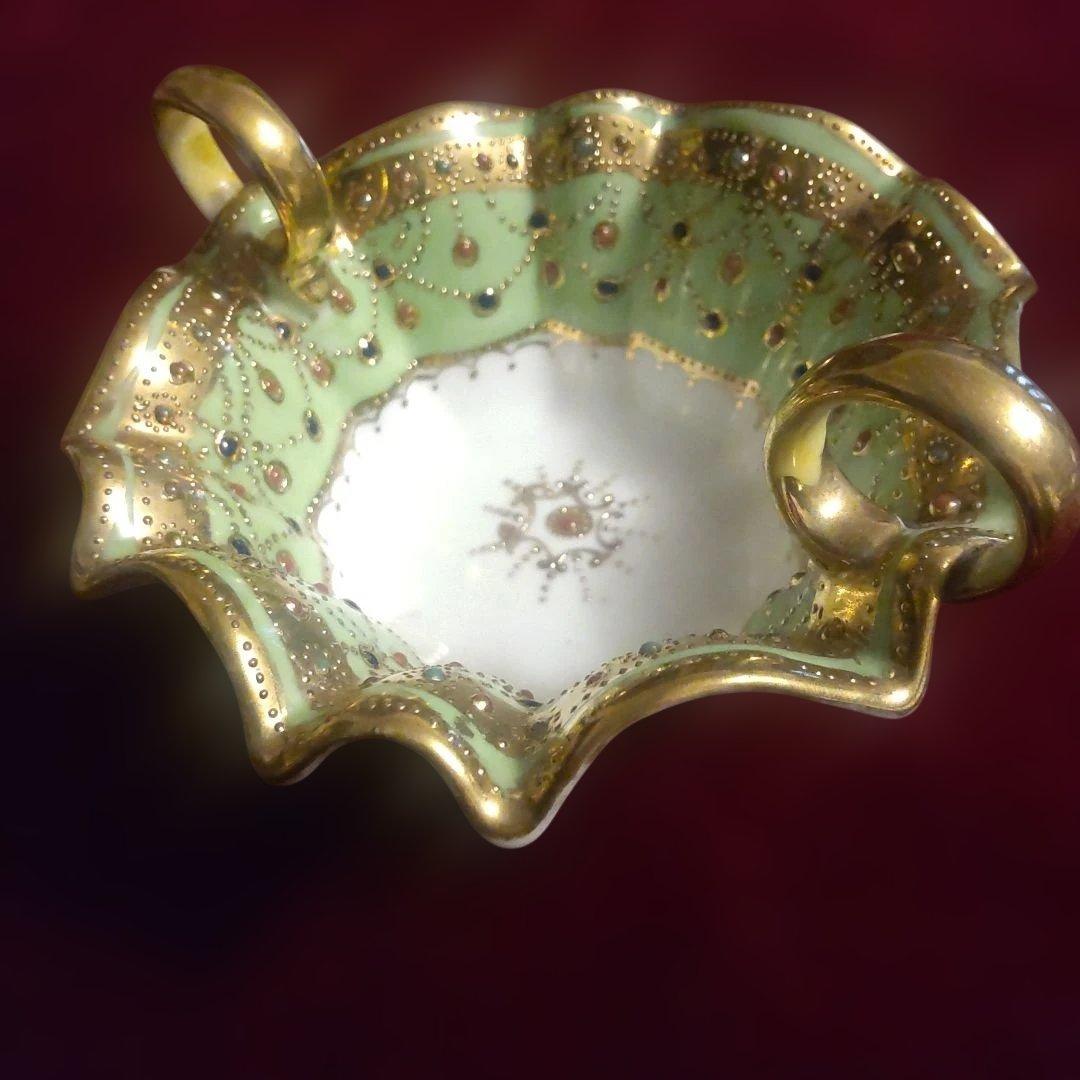 希少 アンティーク オールドノリタケメイプルリーフ 金盛りビジュー器