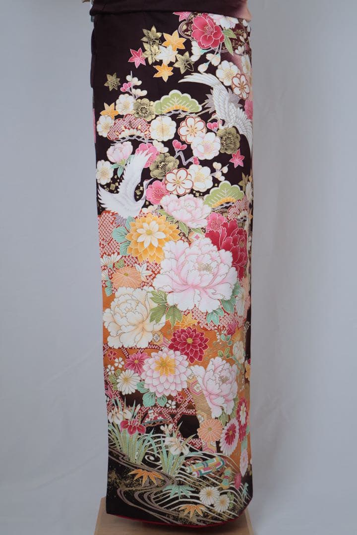 正絹　ブラウンの大人かわいい振袖セット　⑩