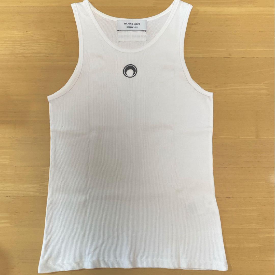 MARINE SERRE ホワイト リブタンクトップ