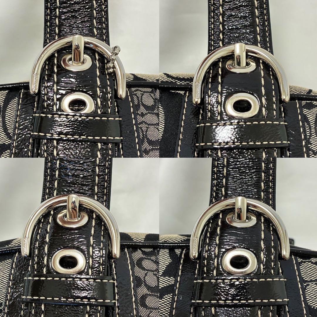 【美品】コーチ F12317 シグネチャー ハンドバッグ レザー キャンバス