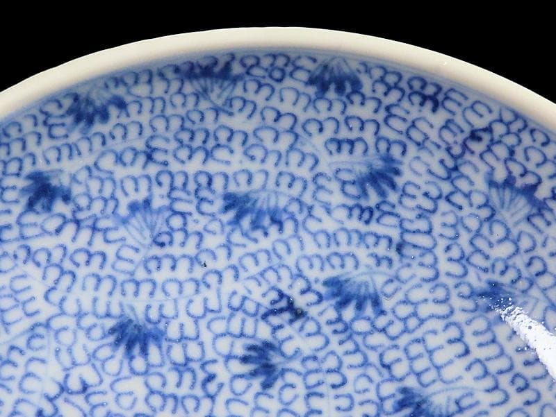 古伊万里　染付　微塵唐草の図　４寸皿　E409AS-CUt