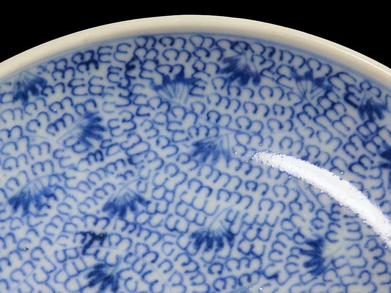 古伊万里　染付　微塵唐草の図　４寸皿　E409AS-CUt