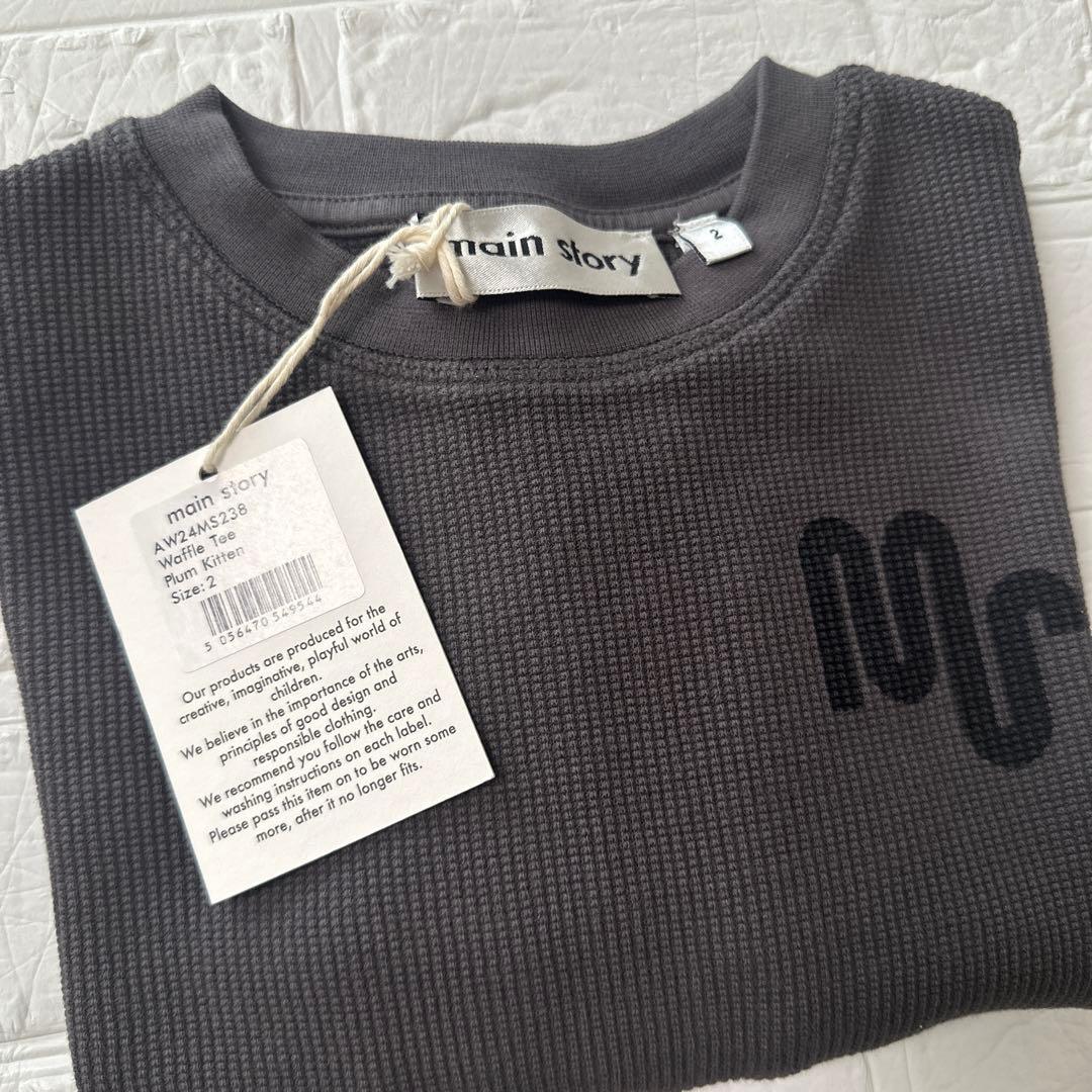 main story Waffle Tee Plum Kitten 2y ロンT