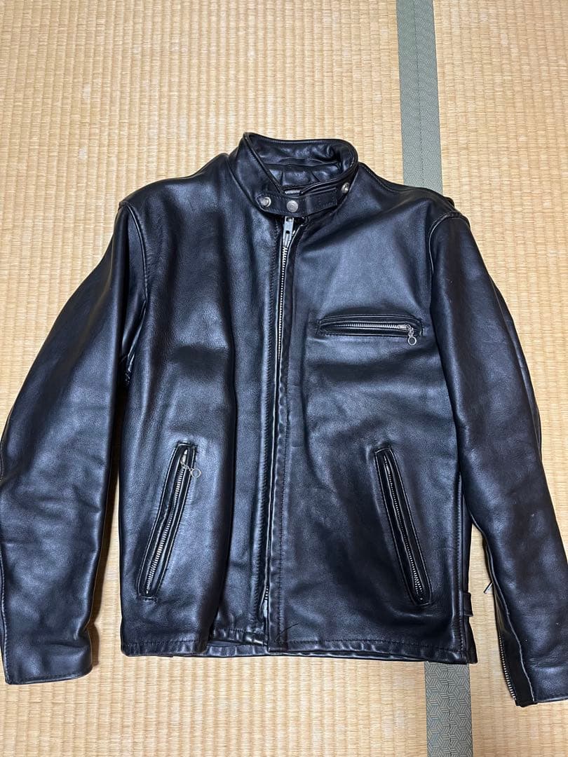 Schott シングルライダース ブラック 38