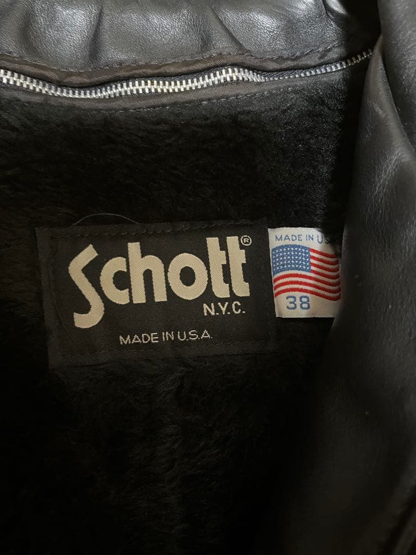 Schott シングルライダース ブラック 38