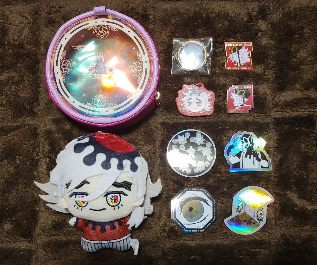 童磨 ちびぐるみ ポーチ ピンバッジ キーホルダー 鬼滅の刃