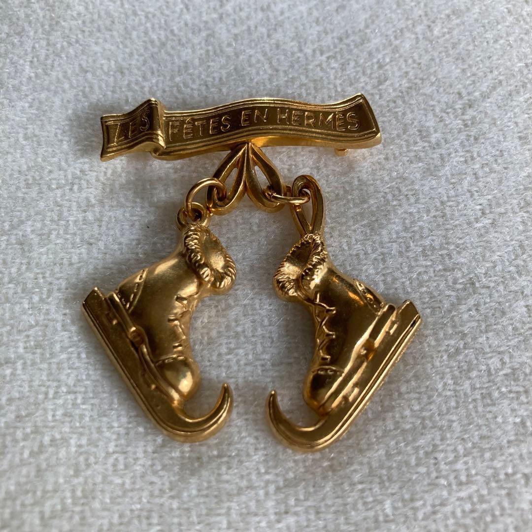 HERMES エルメス　ブローチ　スケート靴