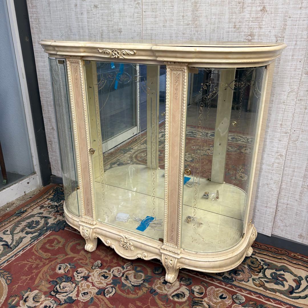 ロココ アンティーク ガラスショーケース コレクションケース 飾り棚 棚板2枚