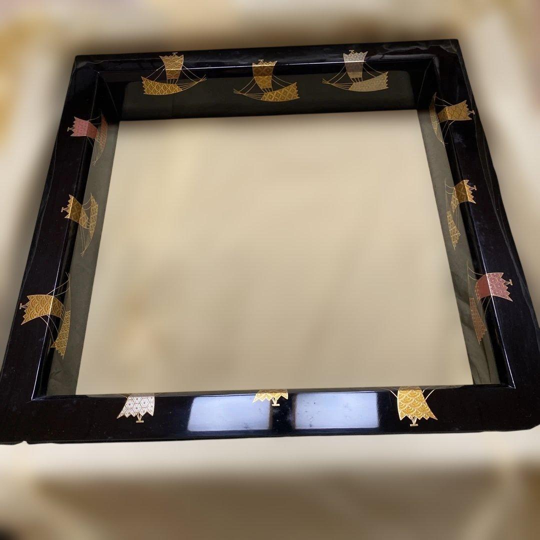 茶道具　蒔絵炉縁　村田宗覚　真塗