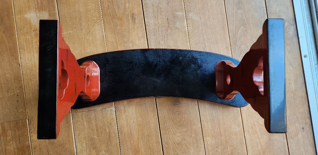 木製漆器 朱塗 根来塗 脇息 肘置き