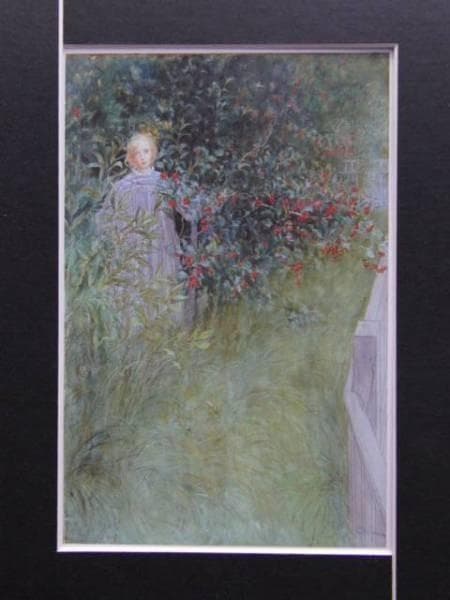 ラーソン、In the Hawthorn Hedge、希少画集画、新品額装付