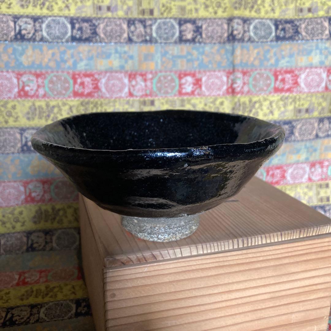 『黒楽茶碗』共箱無　時代物　￼13.3×6×4.7cm 茶道具