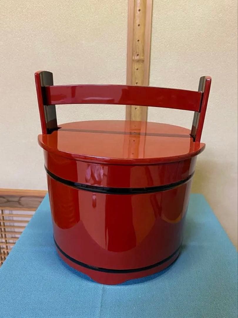 【本日限定】茶道具/手桶水指 豪秀(坂水秀雄)朱黒 輪島塗 茶器水指 工芸品