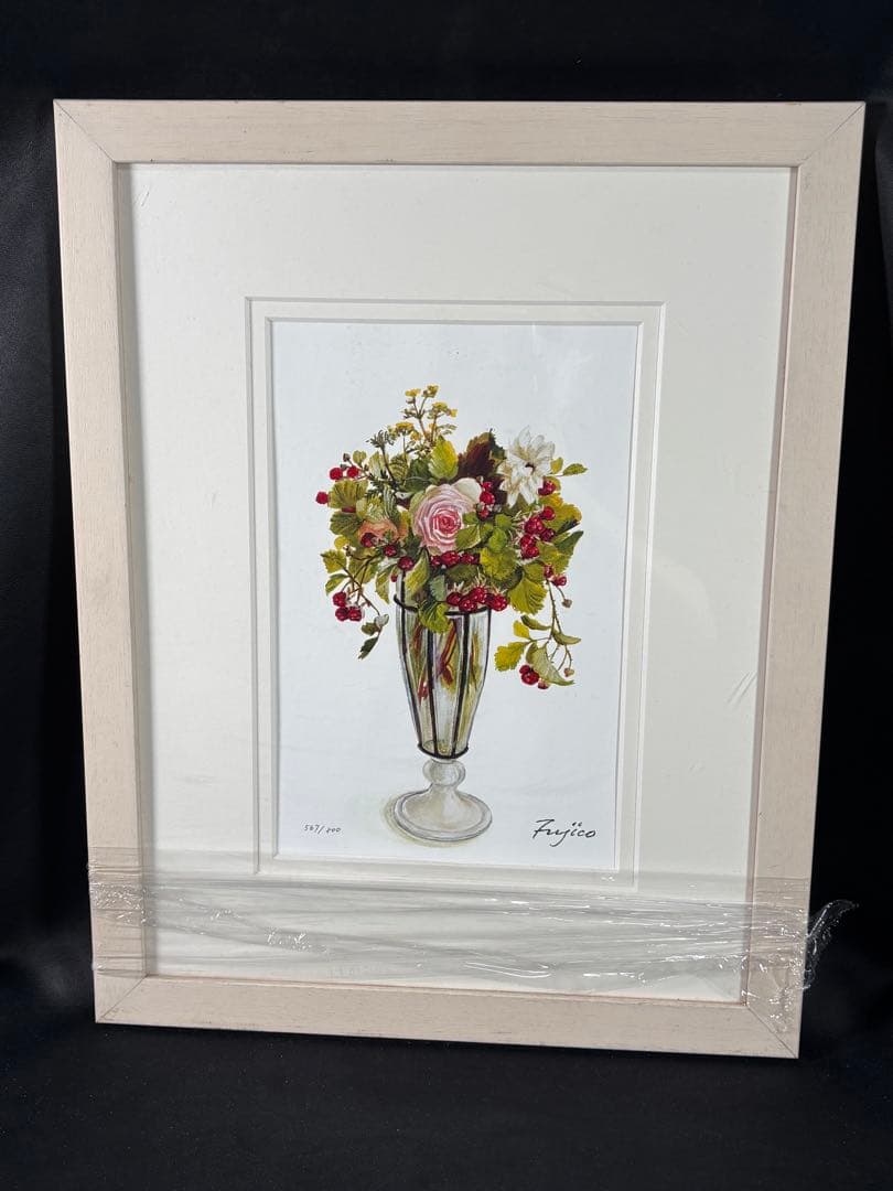 D008 橋本不二子 版画「my garden roses