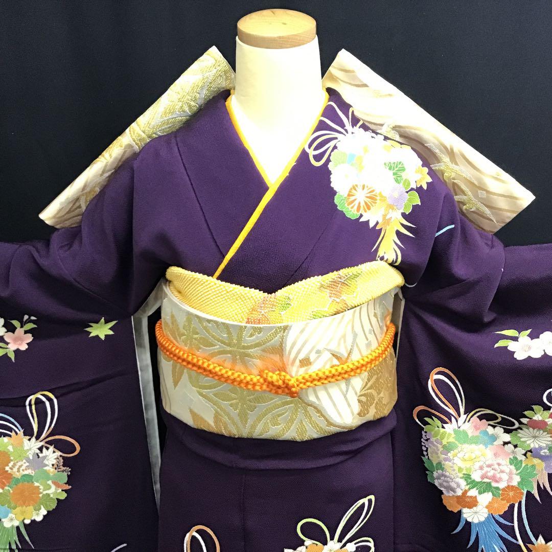 大丸誂え 千總 京友禅 紫地 薬玉 金駒刺繍 振袖 単品